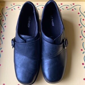 Women’s black, casual, low heel shoe